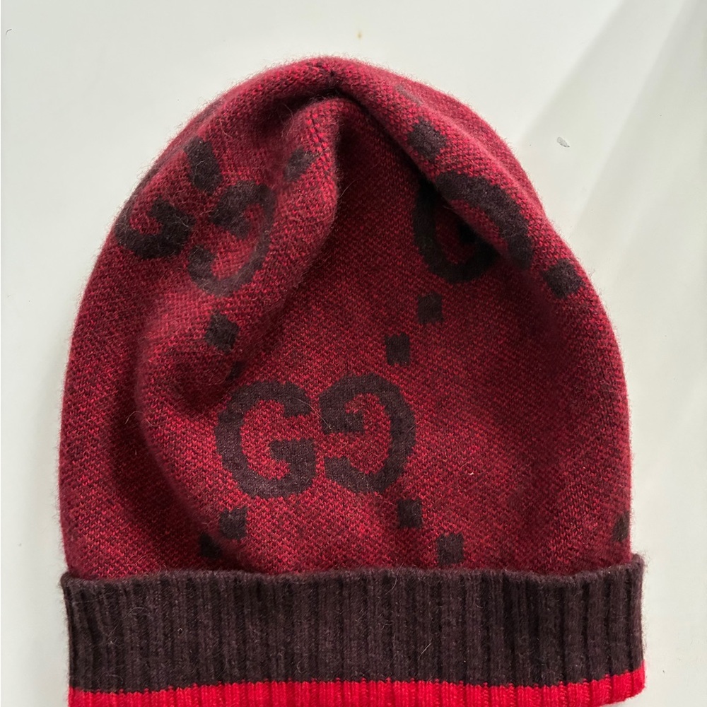 Gucci Burgundy and Black Knit Hat